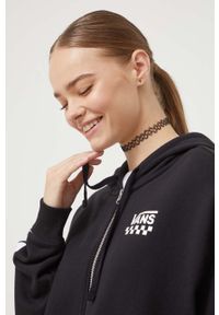 Vans bluza damska kolor czarny z kapturem z nadrukiem. Typ kołnierza: kaptur. Kolor: czarny. Wzór: nadruk #2