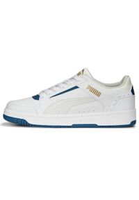 Buty do chodzenia męskie Puma Rebound Joy Low. Zapięcie: sznurówki. Kolor: biały, wielokolorowy, niebieski. Materiał: materiał, syntetyk. Szerokość cholewki: normalna. Sport: turystyka piesza