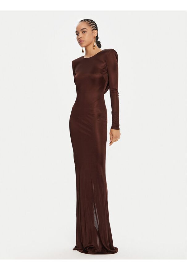 Elisabetta Franchi Sukienka wieczorowa AB-R10-56E2-V690 Brązowy Regular Fit. Kolor: brązowy. Materiał: wiskoza. Styl: wizytowy