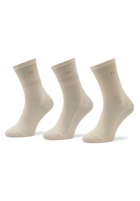 Zestaw 3 par wysokich skarpet damskich Calvin Klein. Kolor: beżowy #1