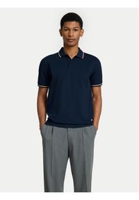 Selected Homme Polo 16095852 Granatowy Slim Fit. Typ kołnierza: polo. Kolor: niebieski. Materiał: bawełna