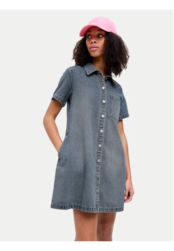 JJXX Sukienka jeansowa 12273029 Niebieski Regular Fit. Kolor: niebieski. Materiał: bawełna