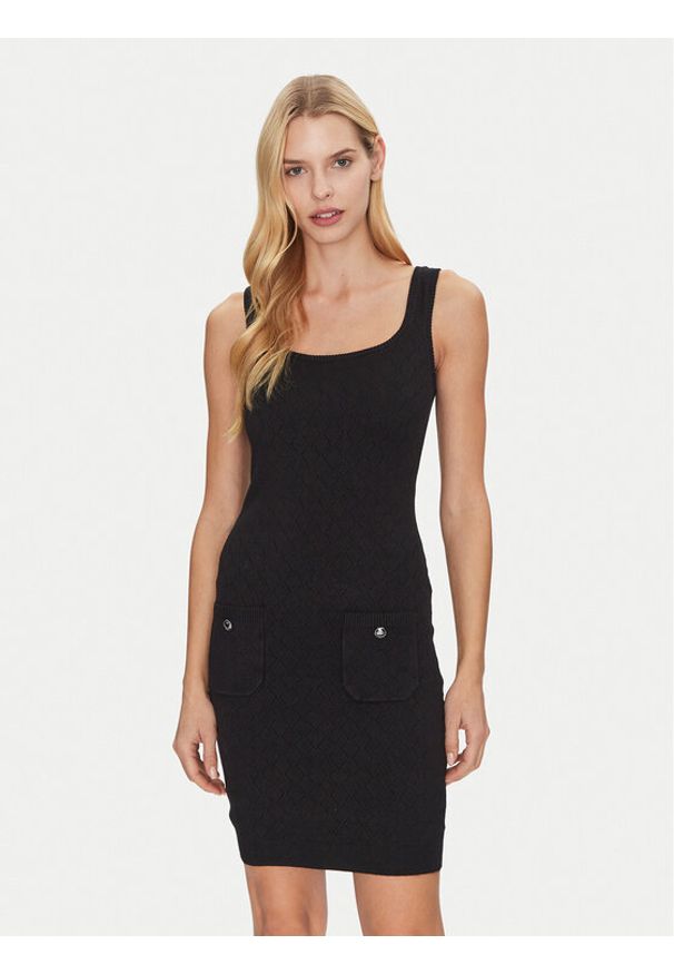 Guess Sukienka dzianinowa W5RK17 Z2YJ2 Czarny Slim Fit. Kolor: czarny. Materiał: wiskoza