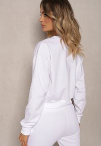 Renee - Biała Bluza z Bawełną ze Ściągaczami przy Rękawach i w Pasie Alberia. Kolor: biały. Materiał: bawełna. Długość rękawa: długi rękaw. Długość: długie #3