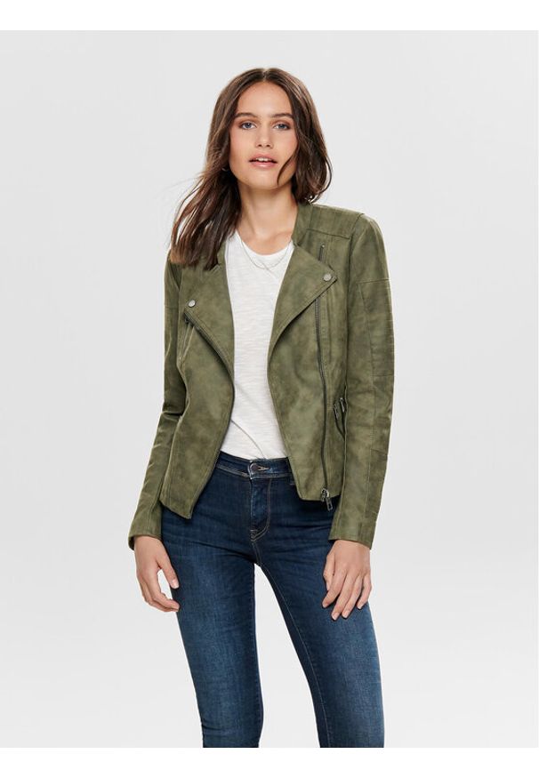 only - ONLY Kurtka z imitacji skóry Ava 15102997 Zielony Regular Fit. Kolor: zielony. Materiał: skóra