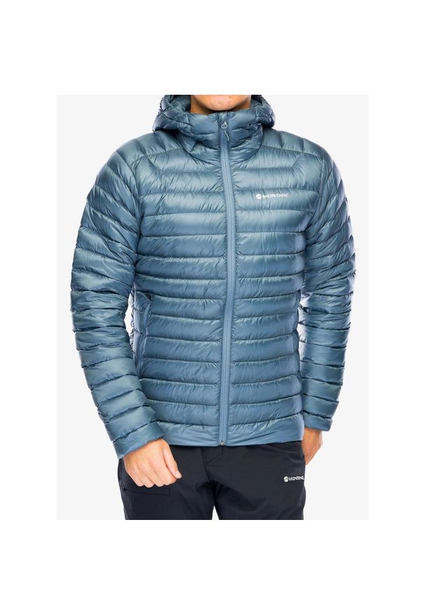 Kurtka puchowa męska Montane Anti-Freeze Hoodie. Kolor: niebieski. Materiał: puch. Sport: wspinaczka
