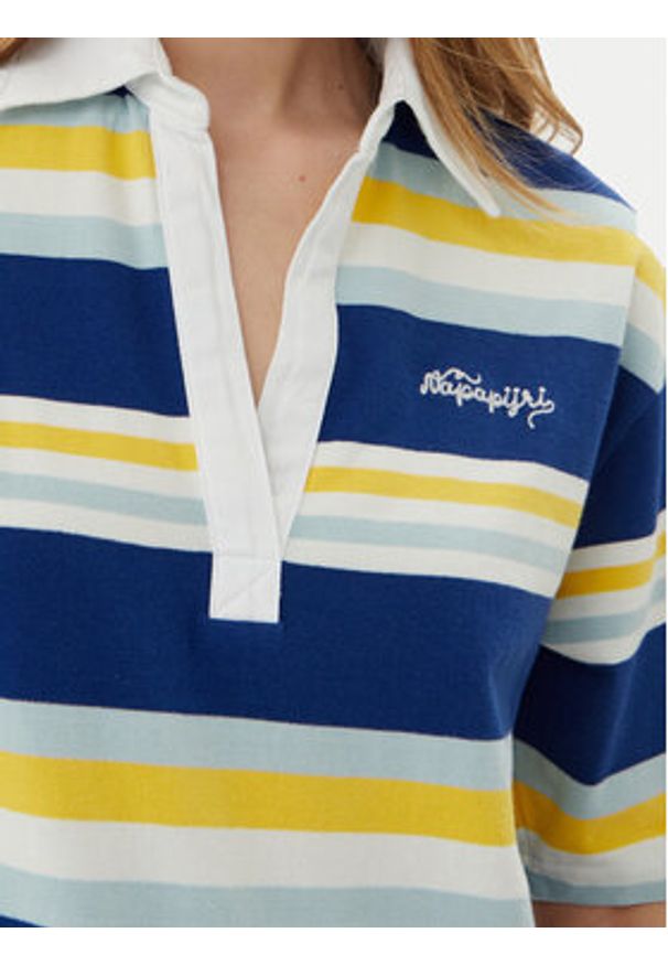 Napapijri Polo E-Ete NP0A4ILK Niebieski Oversize. Typ kołnierza: polo. Kolor: niebieski. Materiał: bawełna