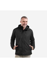 quechua - Kurtka turystyczna męska Quechua NH500 wodoodporna. Kolor: czarny. Materiał: materiał, poliester. Sport: turystyka piesza