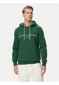 TOMMY HILFIGER - Tommy Hilfiger Bluza Logo MW0MW11599 Zielony ciemny Regular Fit. Kolor: zielony. Materiał: bawełna #1