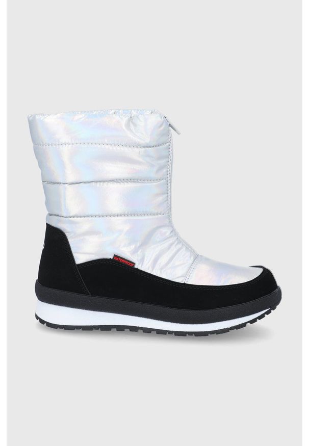 CMP Śniegowce dziecięce Kids Rae Snow Boots Wp kolor srebrny. Nosek buta: okrągły. Kolor: srebrny. Materiał: materiał, guma, włókno. Sezon: zima