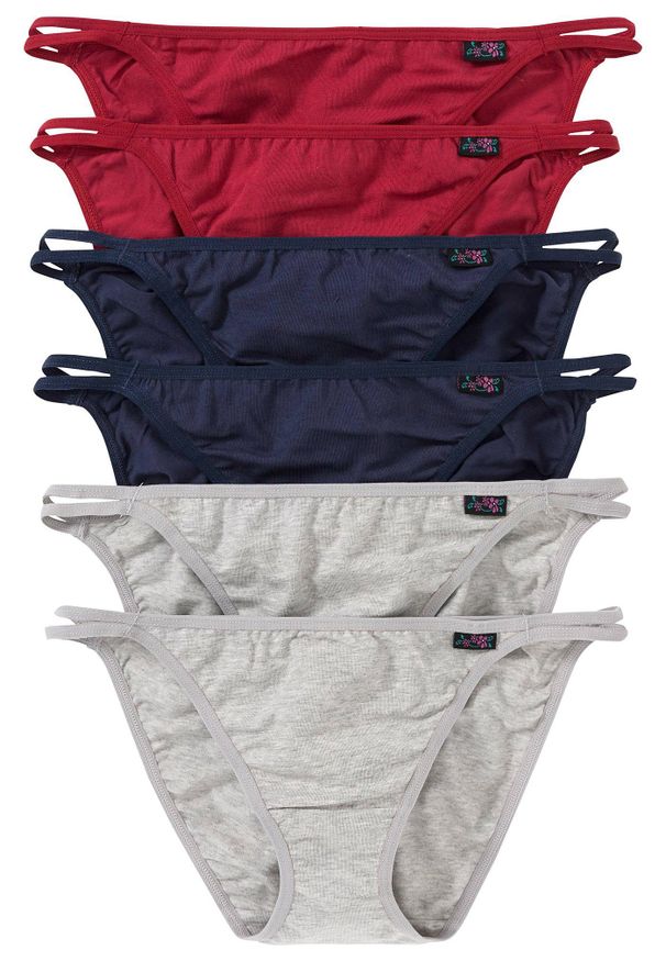 bonprix - Figi tanga z miękką bawełną organiczną (6 par). Kolor: szary. Materiał: bawełna. Wzór: aplikacja, kwiaty