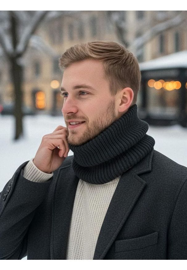 Sinsay - Prążkowany komin - czarny. Kolor: czarny. Materiał: prążkowany