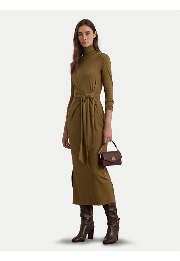 Lauren Ralph Lauren - LAUREN RALPH LAUREN Sukienka codzienna 250918980005 Brązowy Slim Fit. Okazja: na co dzień. Kolor: brązowy. Materiał: bawełna. Typ sukienki: proste. Styl: casual