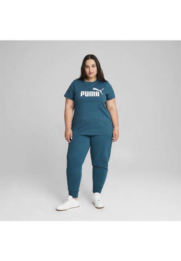 Puma - Damska koszulka z logo Essentials PUMA Cold Green. Kolor: zielony