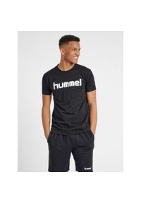 Koszulka sportowa z krótkim rękawem męska Hummel Cotton Logo. Kolor: czarny. Długość rękawa: krótki rękaw. Długość: krótkie