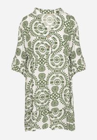 Born2be - Zielona Bawełniana Sukienka Rozkloszowana z Guzikami Janisse. Okazja: na co dzień. Kolor: zielony. Materiał: bawełna. Typ sukienki: proste, rozkloszowane. Styl: elegancki, casual, klasyczny #5