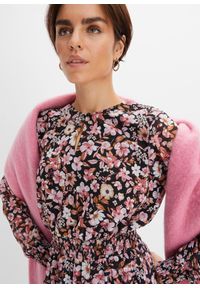 bonprix - Sukienka szyfonowa. Kolor: czarny. Materiał: szyfon. Wzór: nadruk, kwiaty #2