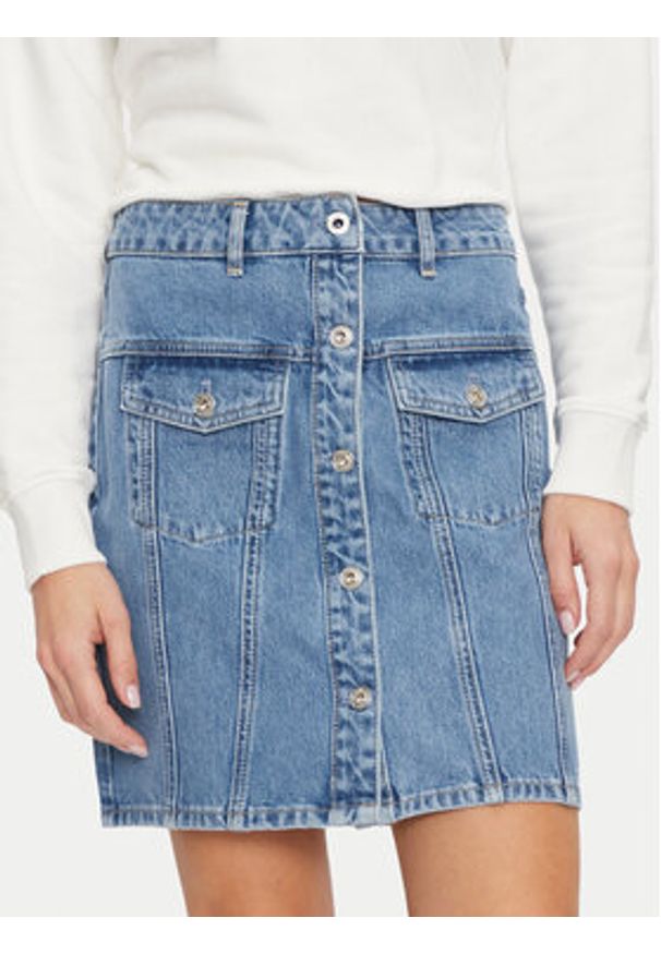 Karl Lagerfeld Jeans Spódnica jeansowa 246J1202 Niebieski Regular Fit. Kolor: niebieski. Materiał: bawełna