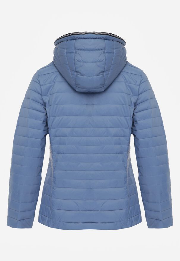 Born2be - Niebieska Pikowana Kurtka Przejściowa z Kapturem z Lamówką i Ściągaczami Zidara. Okazja: na spacer. Typ kołnierza: kaptur. Kolor: niebieski. Materiał: poliester, jeans, dresówka