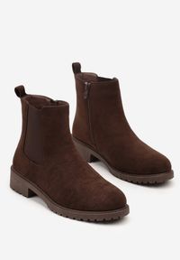 Born2be - Brązowe Botki w Stylu Sztybletów z Elastyczną Wstawką Kanelle. Okazja: do pracy, na co dzień. Kolor: brązowy. Styl: casual, elegancki #4