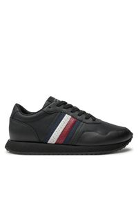 TOMMY HILFIGER - Tommy Hilfiger Sneakersy Runner Evo Lth Mix Ess FM0FM05121 Czarny. Kolor: czarny. Materiał: materiał