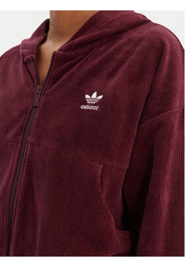 Adidas - adidas Bluza Essentials Chenile KE1119 Bordowy Loose Fit. Kolor: czerwony. Materiał: bawełna