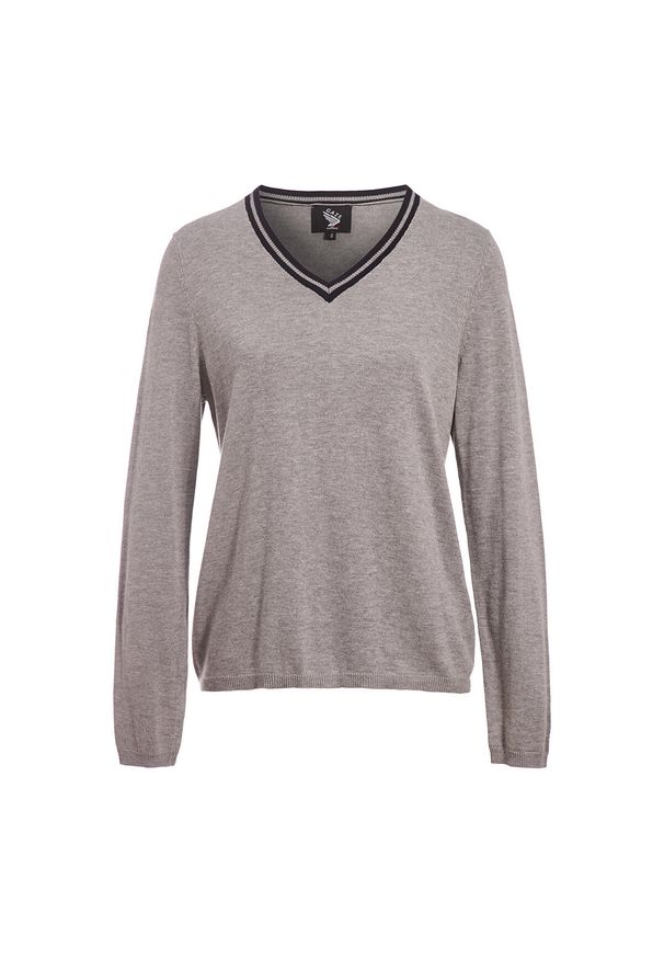 GAZE - Sweter damski Gaze Janama. Typ kołnierza: dekolt w kształcie V. Kolor: szary. Materiał: dzianina, polar. Sezon: zima