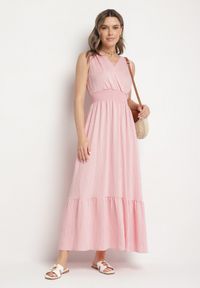 Born2be - Różowa Sukienka o Rozkloszowanym Kroju Bez Rękawów z Kopertowym Dekoltem Filoria. Typ kołnierza: dekolt kopertowy. Kolor: różowy. Długość rękawa: bez rękawów. Typ sukienki: kopertowe. Styl: elegancki #5