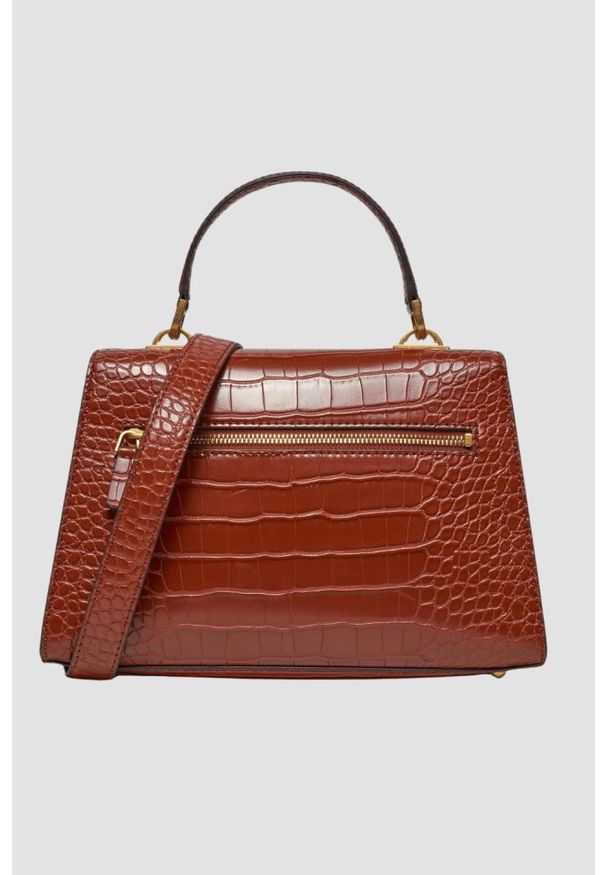 Guess - GUESS Brązowa torebka Sestri Luxury. Kolor: brązowy. Wzór: motyw zwierzęcy. Materiał: skórzane