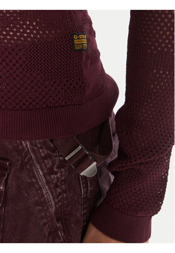 G-Star RAW - G-Star Raw Bluzka Pointelle D26657-B754 Bordowy Slim Fit. Kolor: czerwony. Materiał: wiskoza