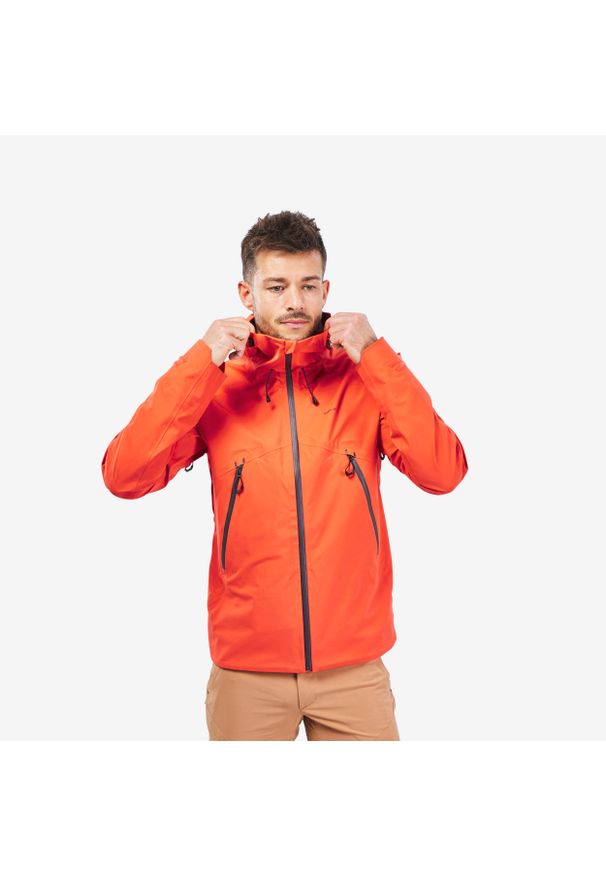 quechua - Kurtka turystyczna męska Quechua MH500 wodoodporna. Kolor: czerwony, wielokolorowy, pomarańczowy. Materiał: materiał, elastan. Sport: wspinaczka
