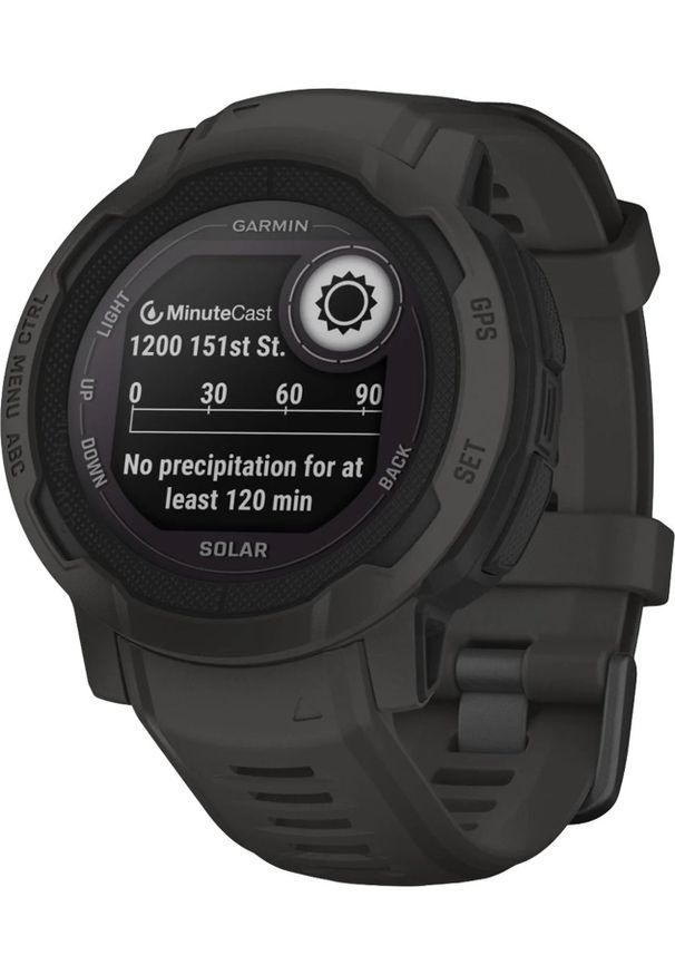 GARMIN - Zegarek sportowy Garmin Instinct 2 Solar Standard Edition Grafitowy (010-02627-00). Kolor: szary. Styl: sportowy