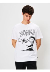 Sinsay - Bawełniana koszulka z nadrukiem Peanuts - biały. Kolor: biały. Materiał: bawełna. Wzór: nadruk #1
