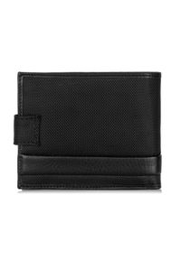 Ochnik - Czarny rozkładany zapinany portfel męski. Kolor: czarny. Materiał: nylon #4