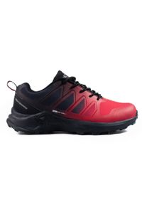 Czerwone buty trekkingowe męskie DK Softshell czarne. Kolor: wielokolorowy, czerwony, czarny. Materiał: softshell
