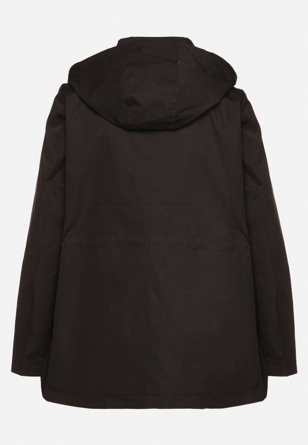 Born2be - Czarna Kurtka Parka ze Ściągaczem w Talii i Odpinanym Kapturem Elanoreta. Okazja: na co dzień. Kolor: czarny. Materiał: jeans. Styl: casual, elegancki