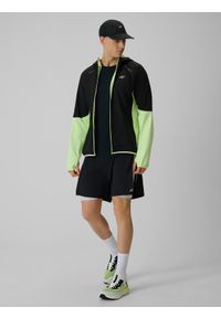 4f - 4F Bluza do biegania regular z kapturem męska - żółta S. Typ kołnierza: kaptur. Kolor: żółty. Materiał: materiał #2