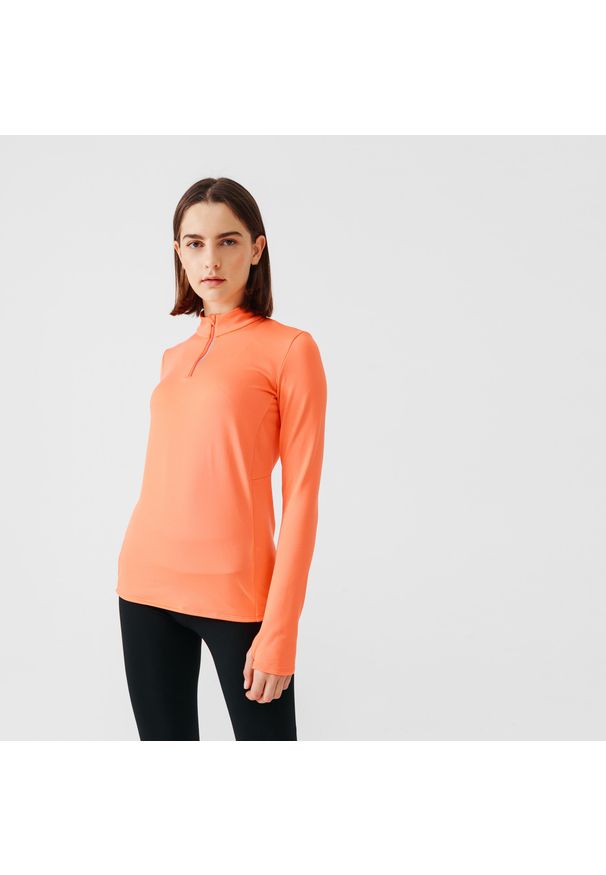 KALENJI - Bluza do biegania damska Kalenji Run Warm ocieplana. Kolor: różowy. Materiał: poliester, materiał, elastan. Sport: bieganie