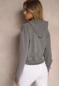 Renee - Ciemnoszara Bluza z Kapturem i Bawełną Ozdobiona Ściągaczami Evianae. Okazja: na co dzień, na spacer. Typ kołnierza: kaptur. Kolor: szary. Materiał: bawełna. Długość rękawa: długi rękaw. Długość: długie. Wzór: aplikacja. Styl: casual #3