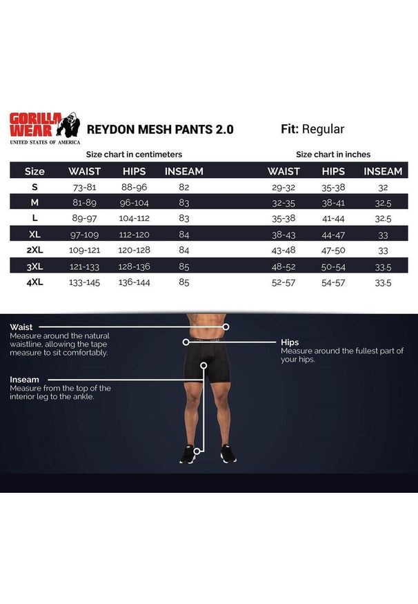 GORILLA WEAR - Reydon Mesh Spodnie 2.0 - Czarny. Kolor: czarny. Materiał: mesh. Sport: fitness