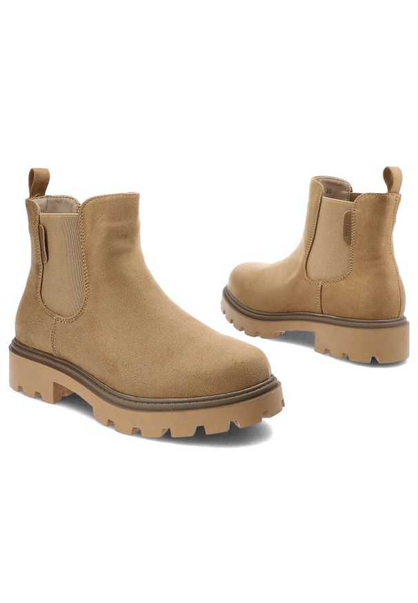 Big-Star - Beżowe Sztyblety Big Star Ocieplane Obuwie Damskie. Kolor: beżowy. Materiał: guma, materiał, futro, syntetyk. Szerokość cholewki: normalna. Sezon: jesień