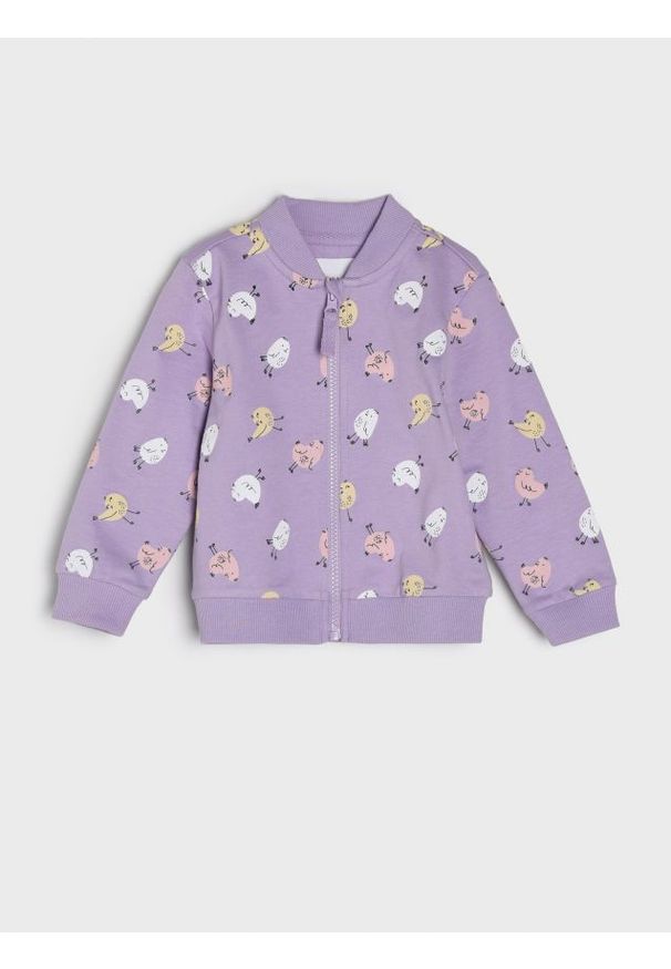 Sinsay - Bluza z nadrukiem - fioletowy. Kolor: fioletowy. Materiał: bawełna, dzianina. Wzór: nadruk