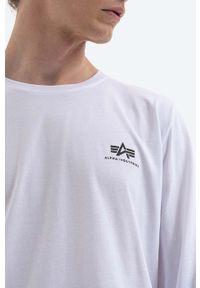 Alpha Industries longsleeve bawełniany Basic kolor biały z nadrukiem 198517.09-BIALY. Kolor: biały. Materiał: bawełna. Długość rękawa: długi rękaw. Wzór: nadruk #3