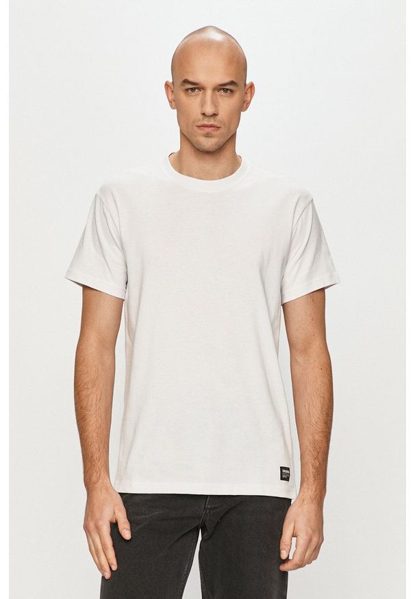 Dr. Denim - T-shirt. Okazja: na co dzień. Kolor: biały. Materiał: denim. Styl: casual