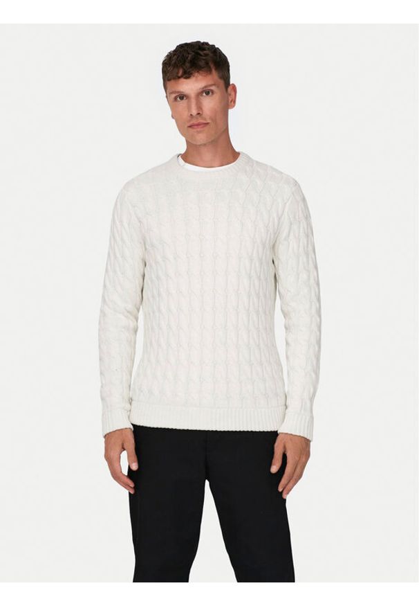 Only & Sons Sweter 22026504 Écru Regular Fit. Materiał: syntetyk, bawełna