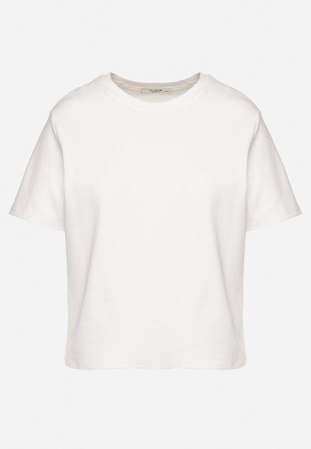 Born2be - Biały Bawełniany T-shirt z Grubszej Bawełny Tiariane. Okazja: na co dzień, na spotkanie biznesowe, do pracy. Kolor: biały. Materiał: bawełna. Styl: klasyczny, elegancki, biznesowy, casual