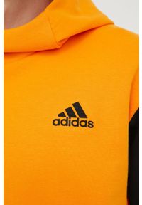 adidas Performance bluza HE9819 męska kolor pomarańczowy z kapturem z nadrukiem. Typ kołnierza: kaptur. Kolor: pomarańczowy. Materiał: bawełna, poliester. Wzór: nadruk #3