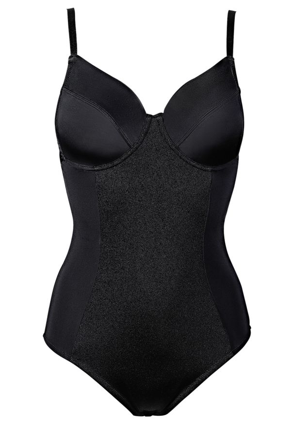 bonprix - Body średnio modelujące sylwetkę. Kolor: czarny. Materiał: materiał, bawełna