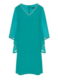 Vito Vergelis - Zielona sukienka szyfonowa z aplikacją. Okazja: na ślub cywilny, na wesele. Kolor: zielony. Materiał: szyfon. Wzór: aplikacja. Styl: wizytowy #1