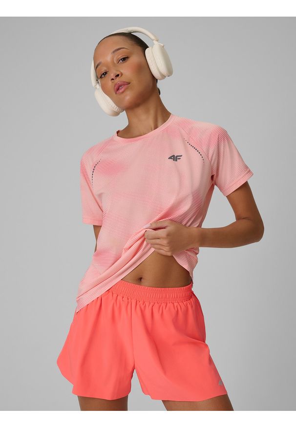 4f - 4F Koszulka do biegania szybkoschnąca damska - różowa XS. Kolor: różowy. Materiał: dzianina. Długość: długie. Sport: fitness, bieganie